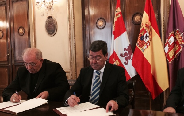 El Arzobispo de Burgos, Gil Hellín y el presidente de la Diputación, César Rico